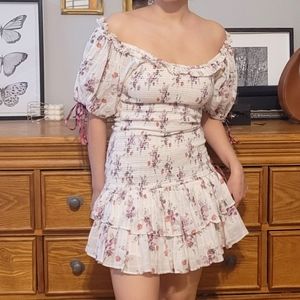 LoveShackFancy x Aerin Violet Smocked Mini Dress